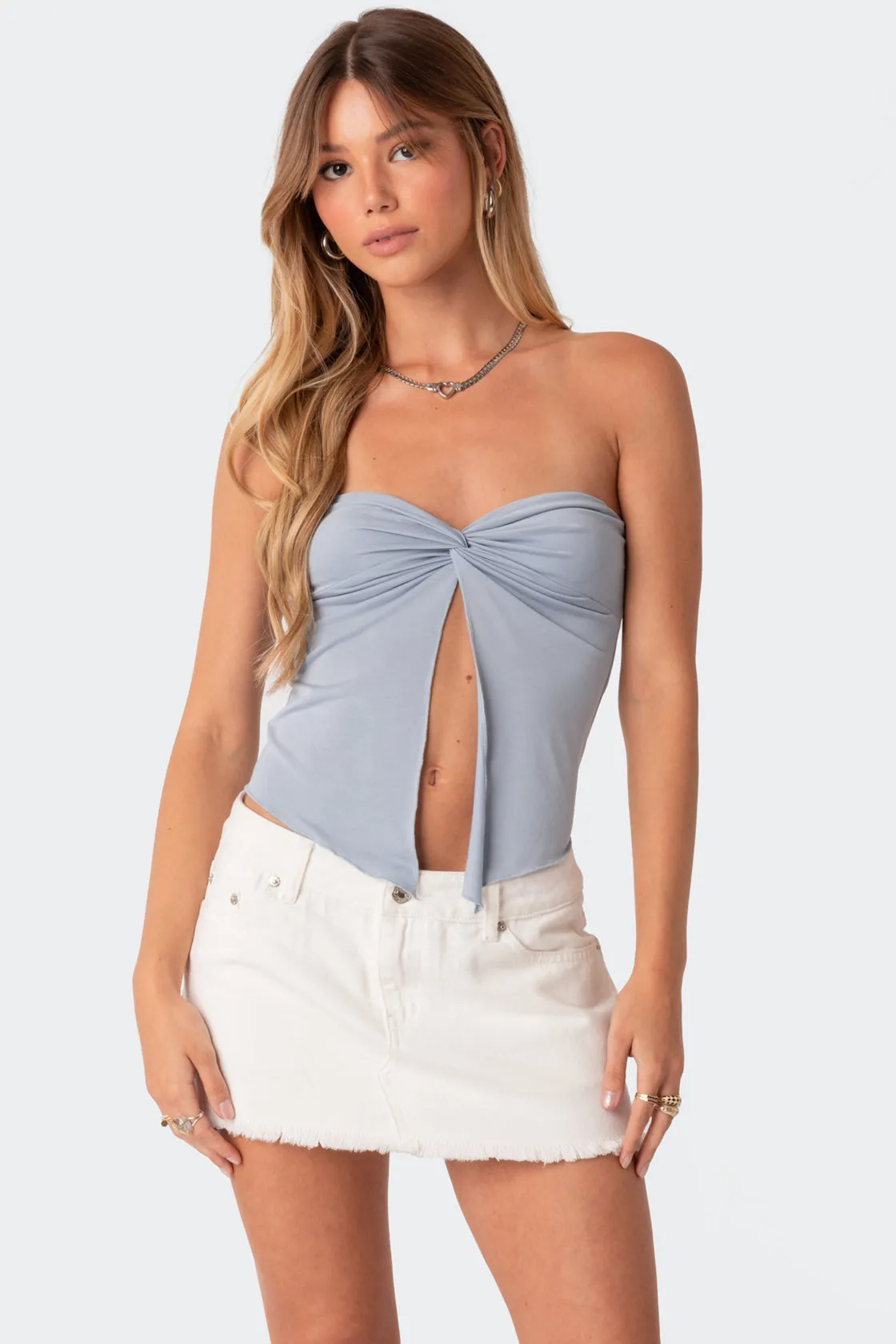 Twisted Split Front Tube Top sold by Edikted