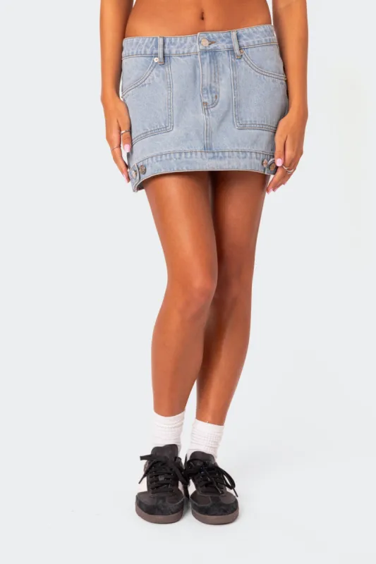 Foxx Denim Mini Skirt sold by Edikted