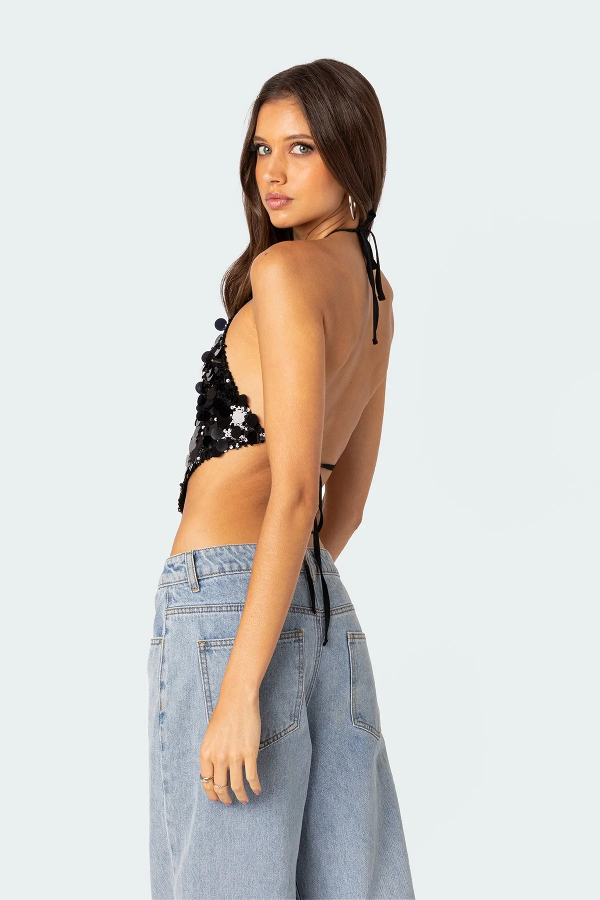 Caelia Sequin Open Back Top sold by Edikted product image thumbnail 4