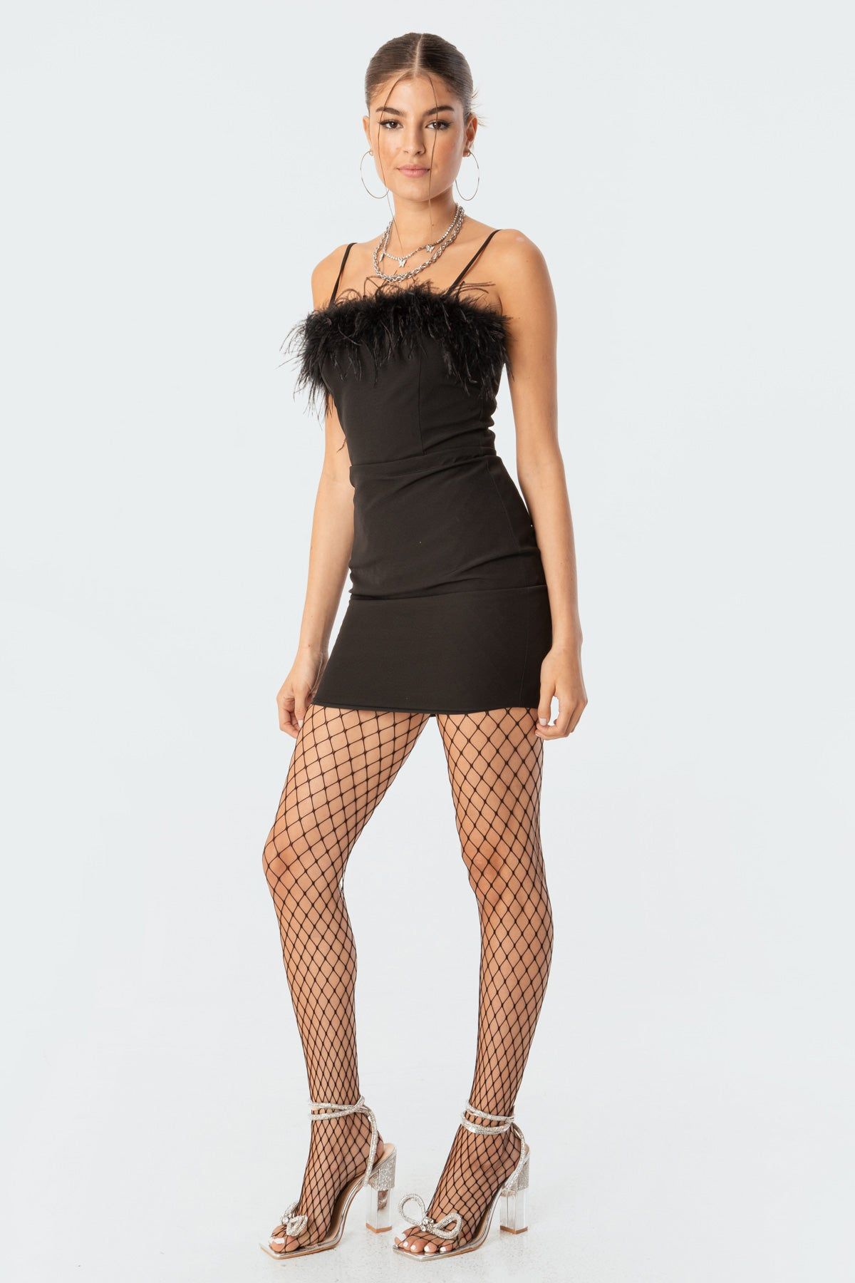 Betsie Faux Feather Mini Dress sold by Edikted product image thumbnail 2