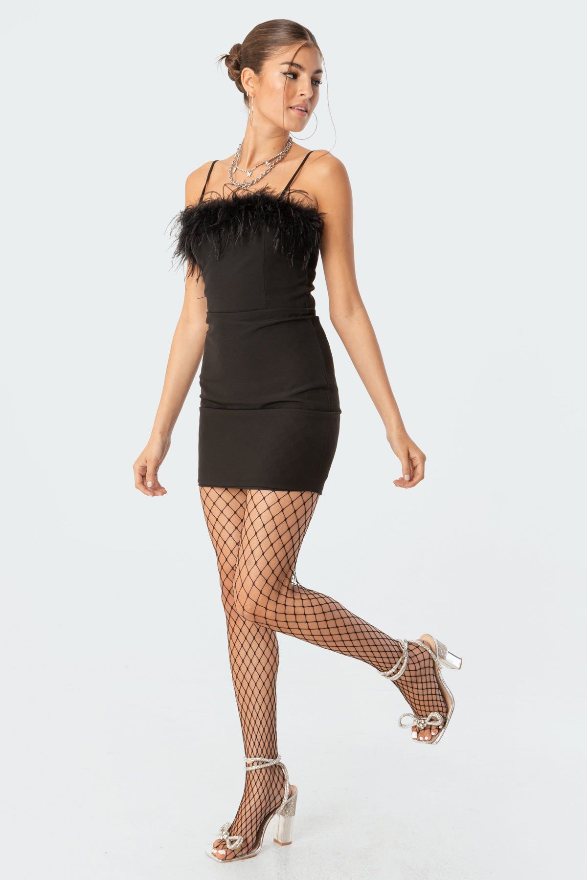 Betsie Faux Feather Mini Dress sold by Edikted product image thumbnail 3