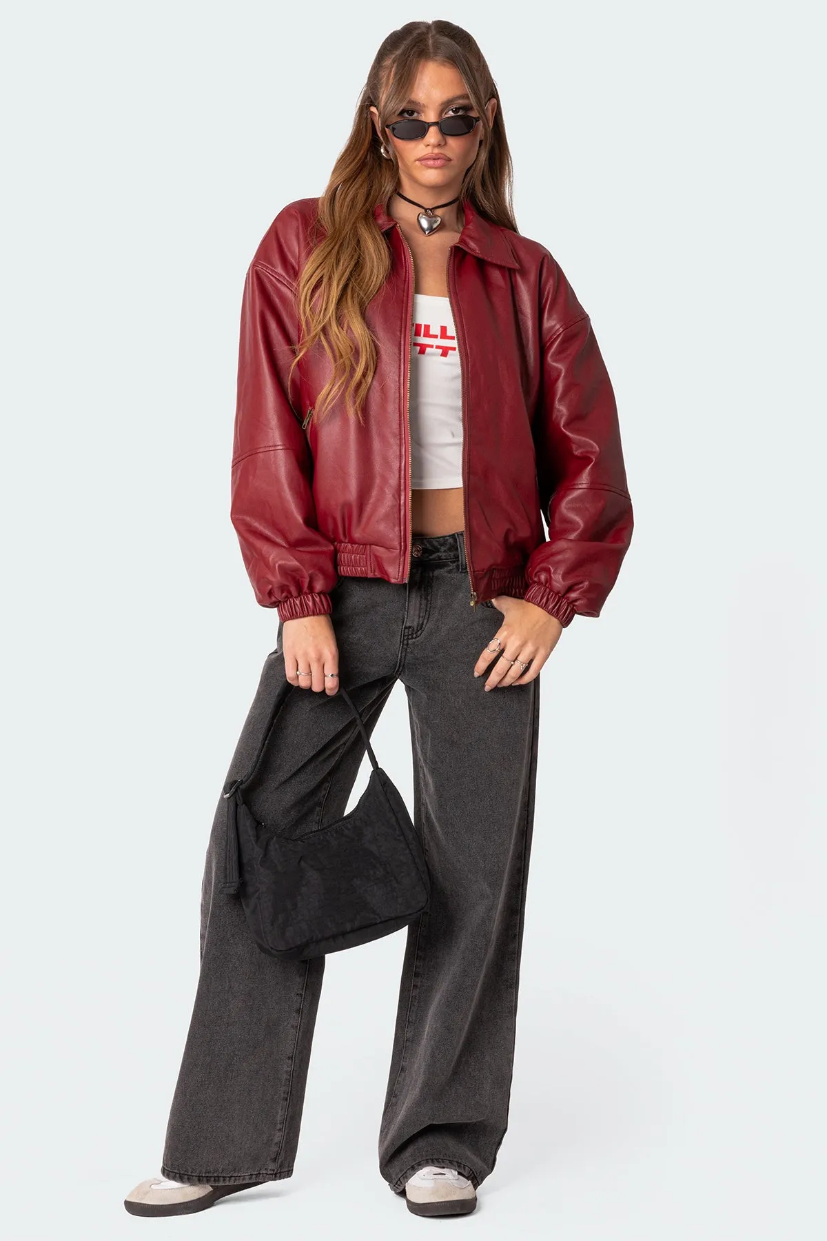Halley Faux Leather Bomber Jacket sold by Edikted product image thumbnail 2