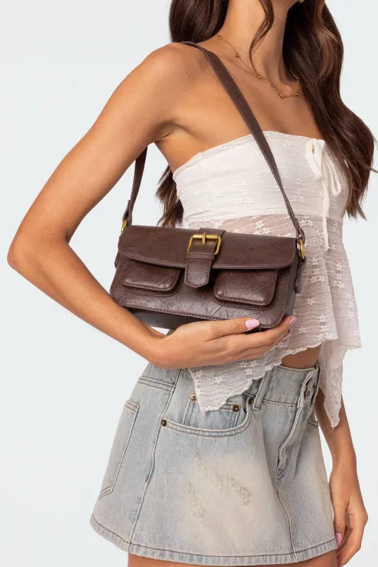 Faux Leather Buckle Bag sold by Edikted