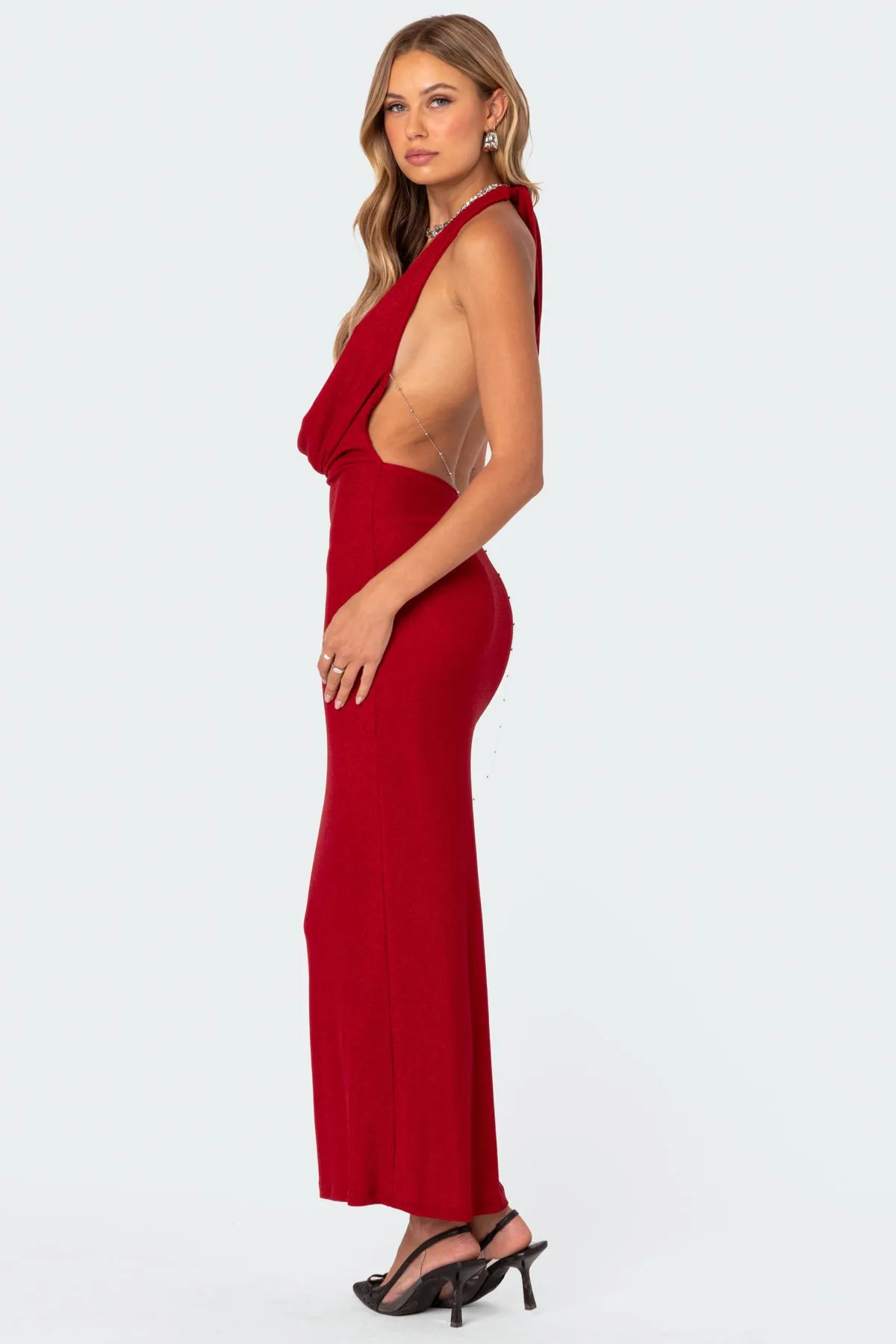 Cowl Neck Open Back Maxi Dress sold by Edikted product image thumbnail 3