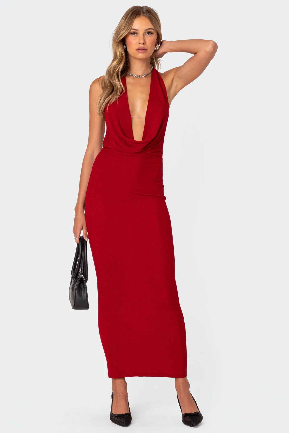 Cowl Neck Open Back Maxi Dress sold by Edikted product image thumbnail 4