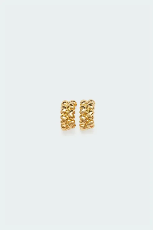 Clustered Hearts Hoop Earrings sold by Edikted