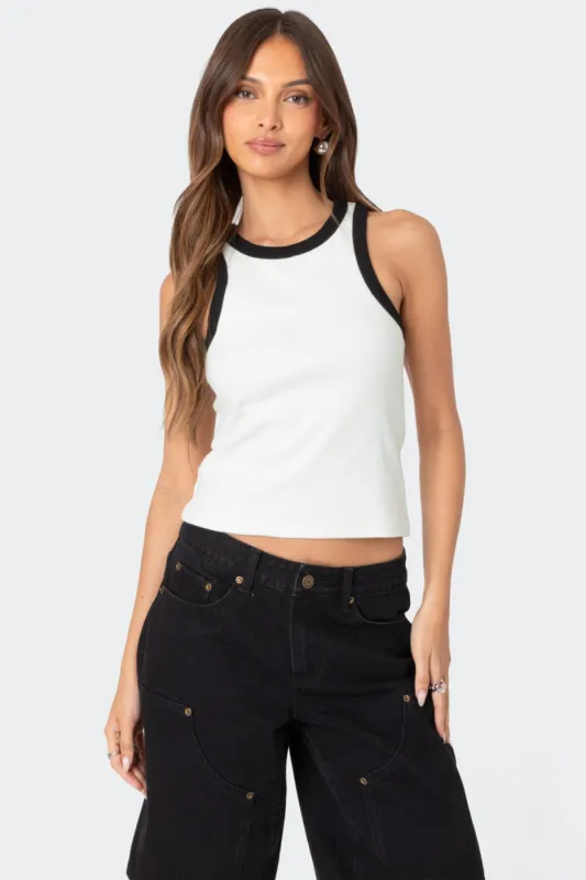 Wes Contrast Ribbed Tank Top sold by Edikted