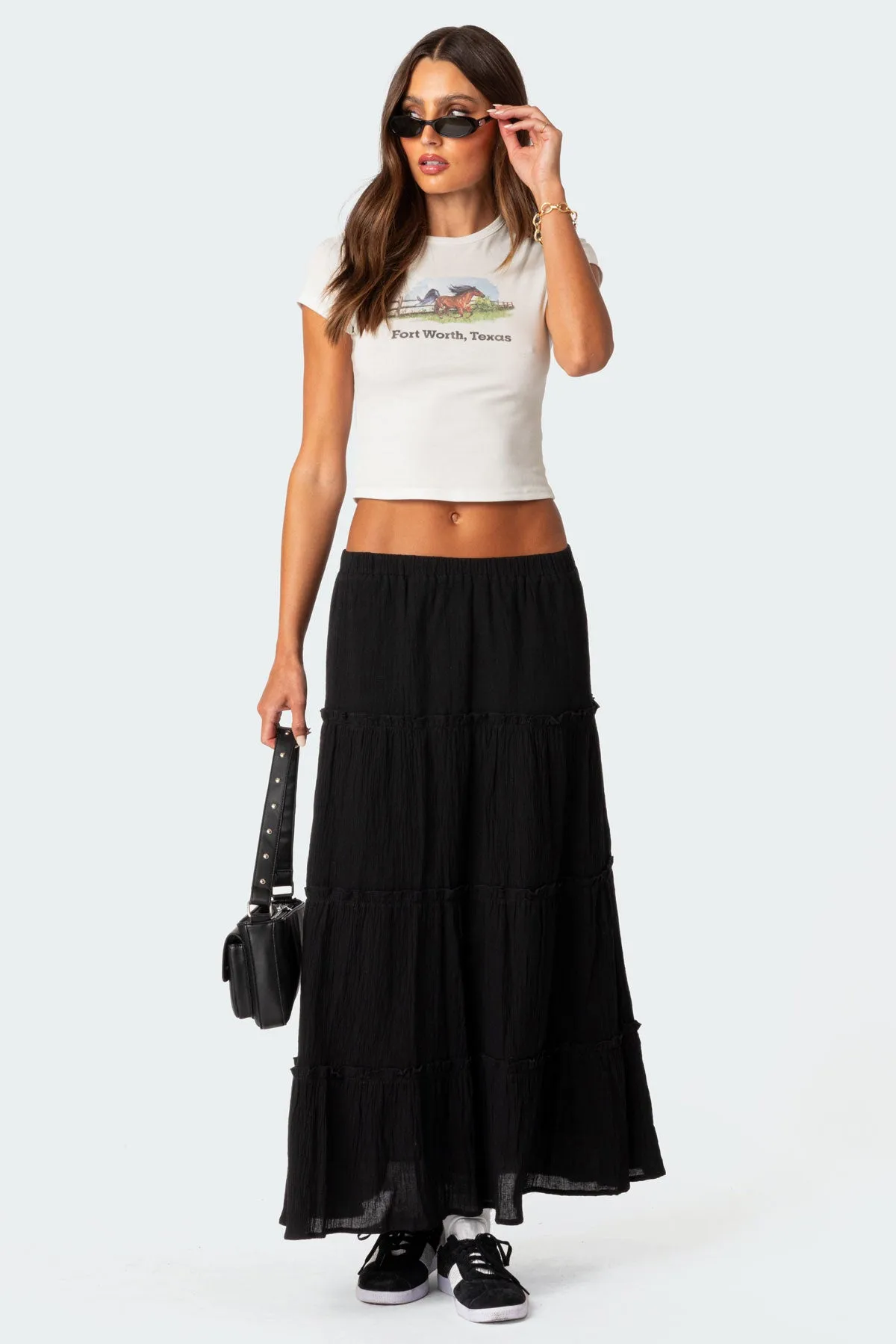 Charlotte Tiered Maxi Skirt sold by Edikted
