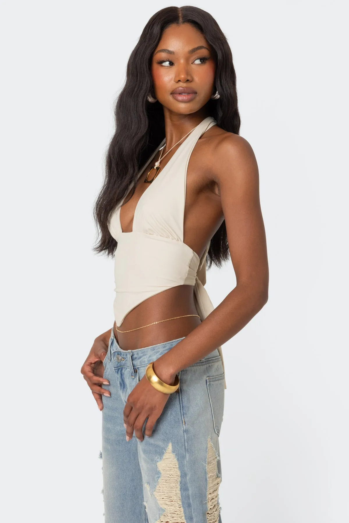Open Back Triangle Halter Top sold by Edikted product image thumbnail 3
