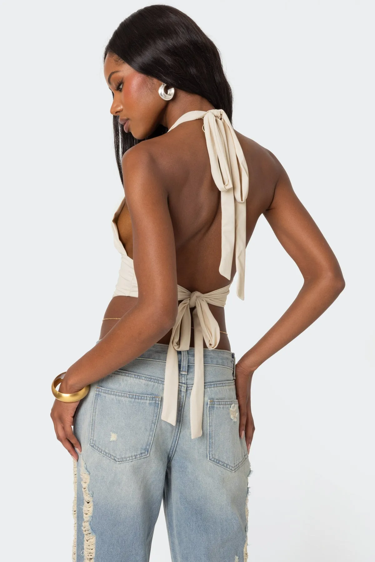 Open Back Triangle Halter Top sold by Edikted product image thumbnail 4