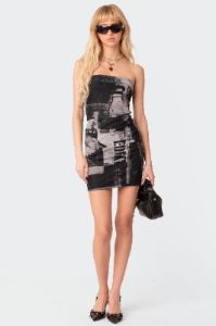 Vintage Fold Over Mesh Mini Dress sold by Edikted