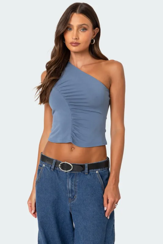 Ivy Ruched One Shoulder Top sold by Edikted