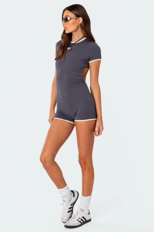 Milo Contrast Open Back Romper sold by Edikted