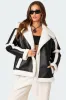 Rocki Oversized Faux Leather Shearling Jacket sold by Edikted