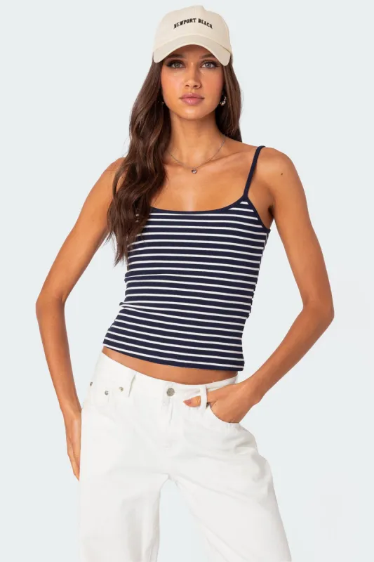 Gretta Striped Ribbed Tank Top sold by Edikted