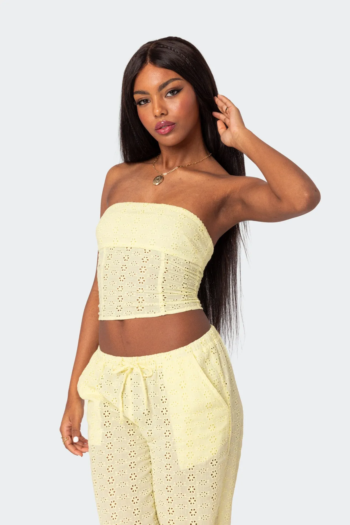 Lemon Lacey Cotton Corset sold by Edikted product image thumbnail 3