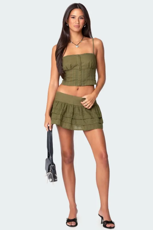 Fluer Ruffled Eyelet Mini Skort sold by Edikted