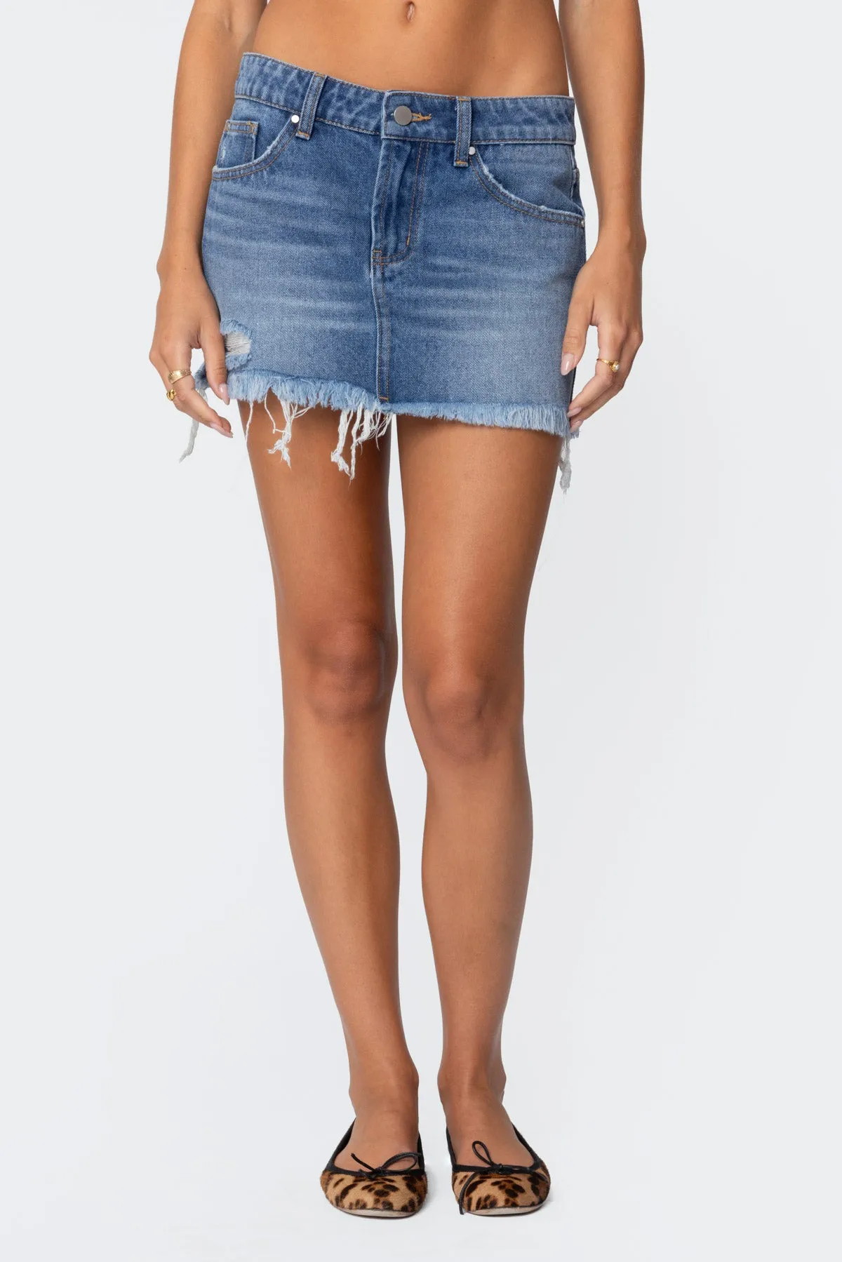 Tomi Distressed Denim Mini Skirt sold by Edikted product image thumbnail 2