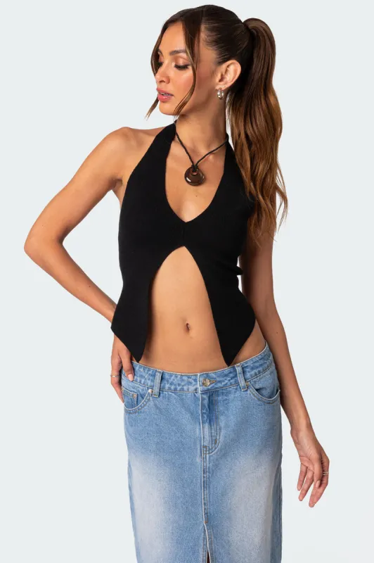 Sculpt Knitted Split Front Top sold by Edikted