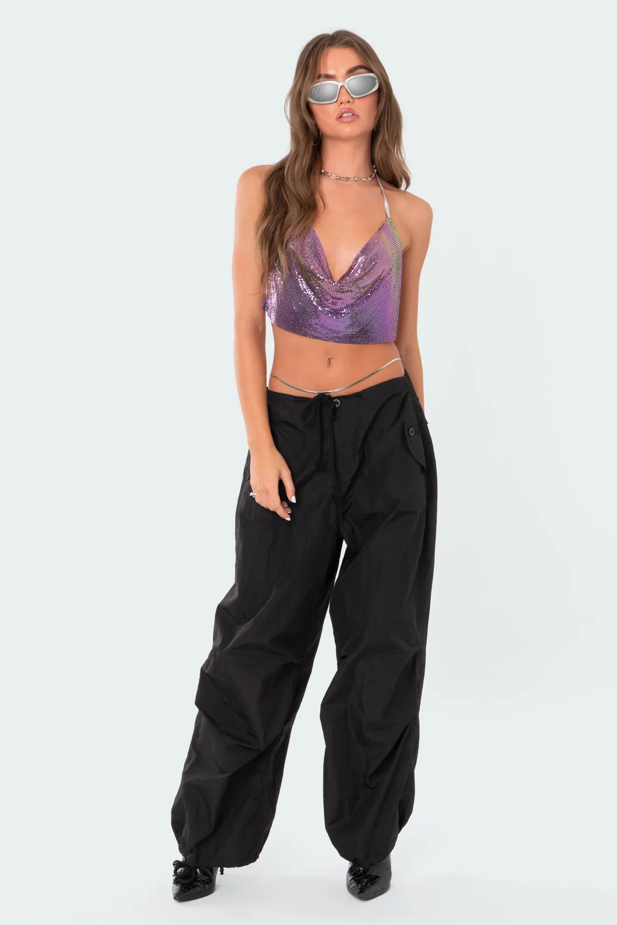 Chain Mail Open Back Crop Top sold by Edikted product image thumbnail 5