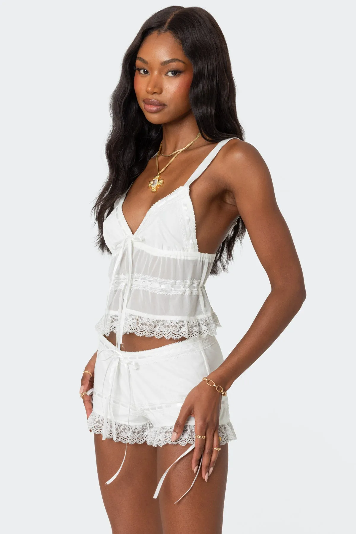 Marielle Sheer Ribbon Tank Top sold by Edikted product image thumbnail 3