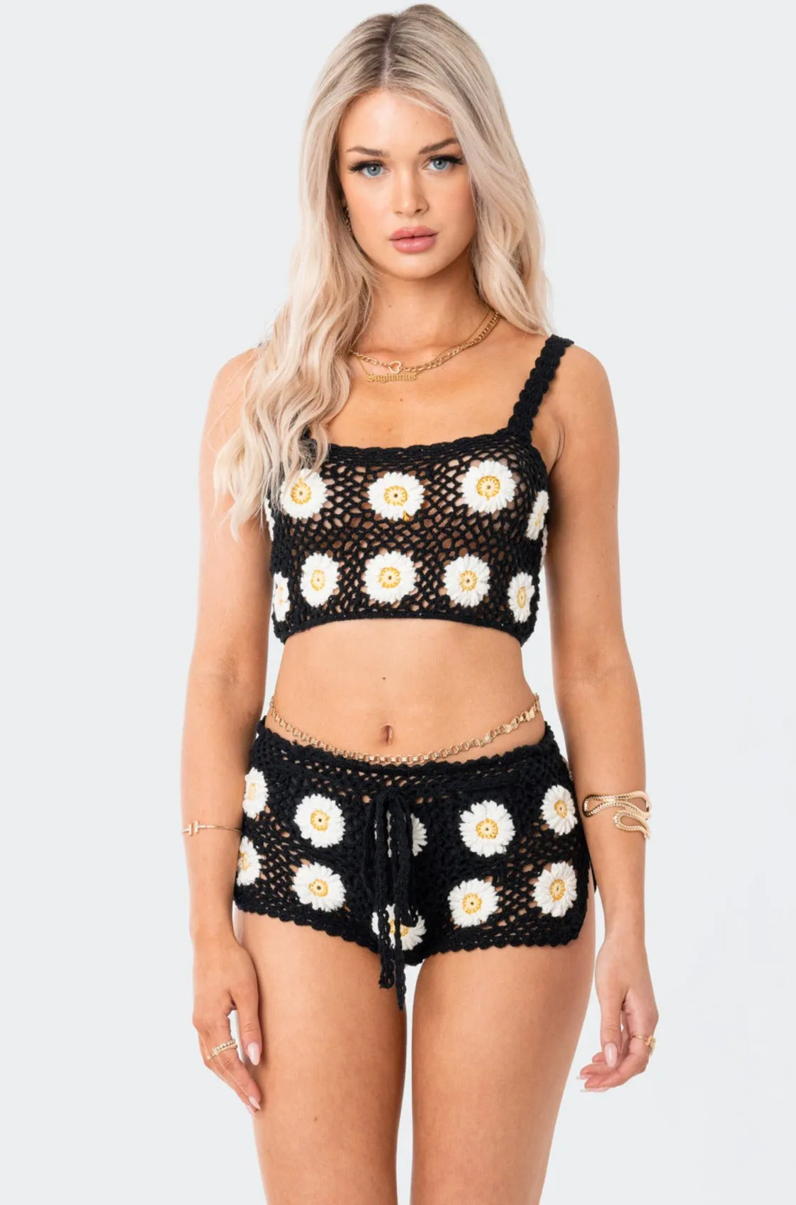Daisy Crochet Crop Top sold by Edikted