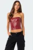 Moss Faux Leather Lace Up Corset sold by Edikted