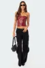 Moss Faux Leather Lace Up Corset sold by Edikted
