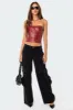 Moss Faux Leather Lace Up Corset sold by Edikted