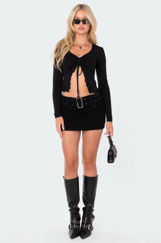 Roux Belted Mini Skirt sold by Edikted