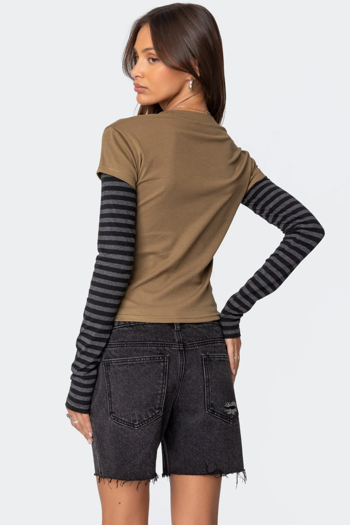 Eliana Layered Long Sleeve T Shirt sold by Edikted product image thumbnail 5