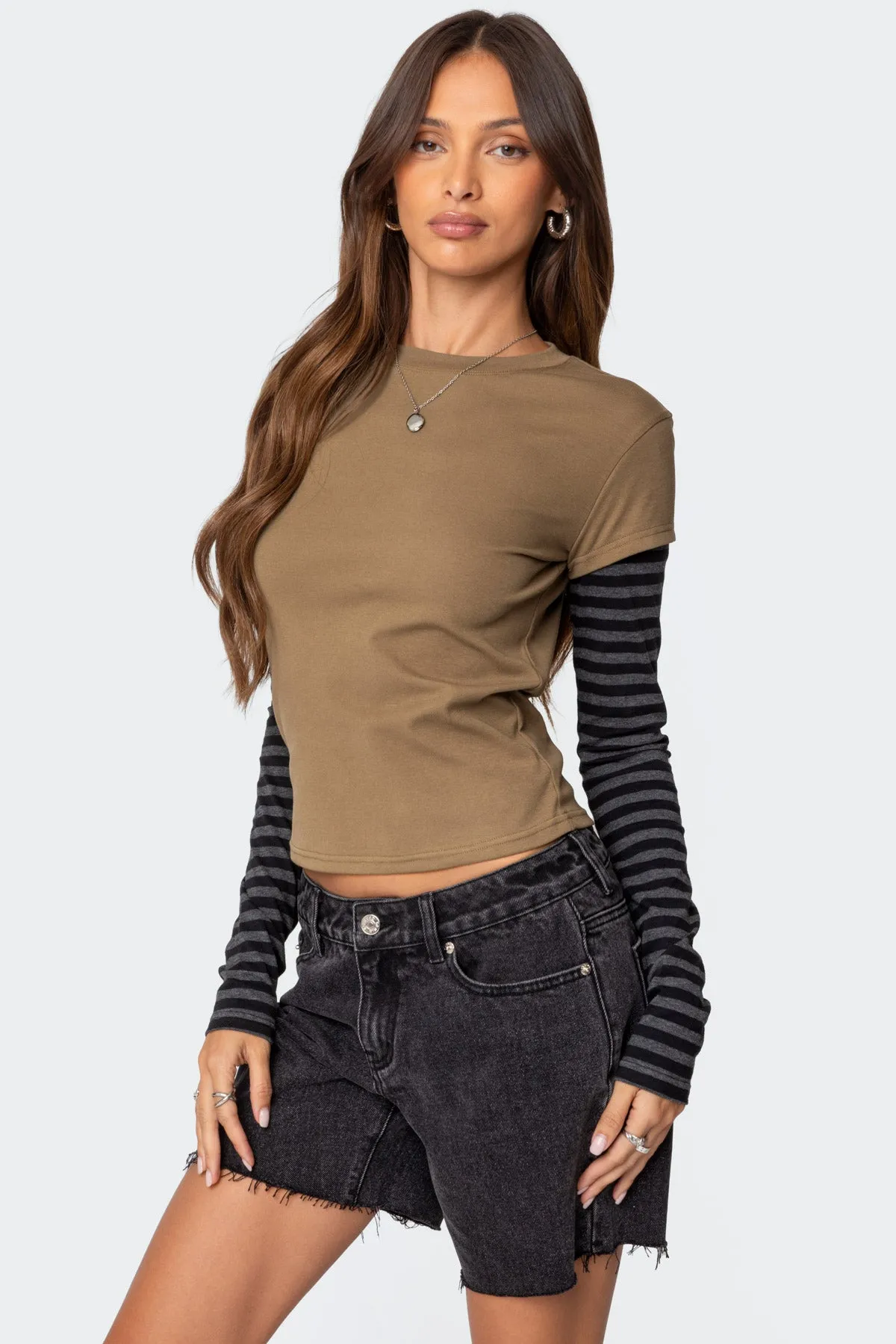 Eliana Layered Long Sleeve T Shirt sold by Edikted product image thumbnail 3