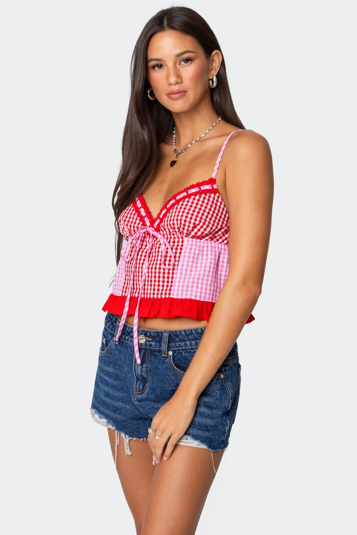 Joanne Mixed Gingham Tank Top sold by Edikted product image thumbnail 3