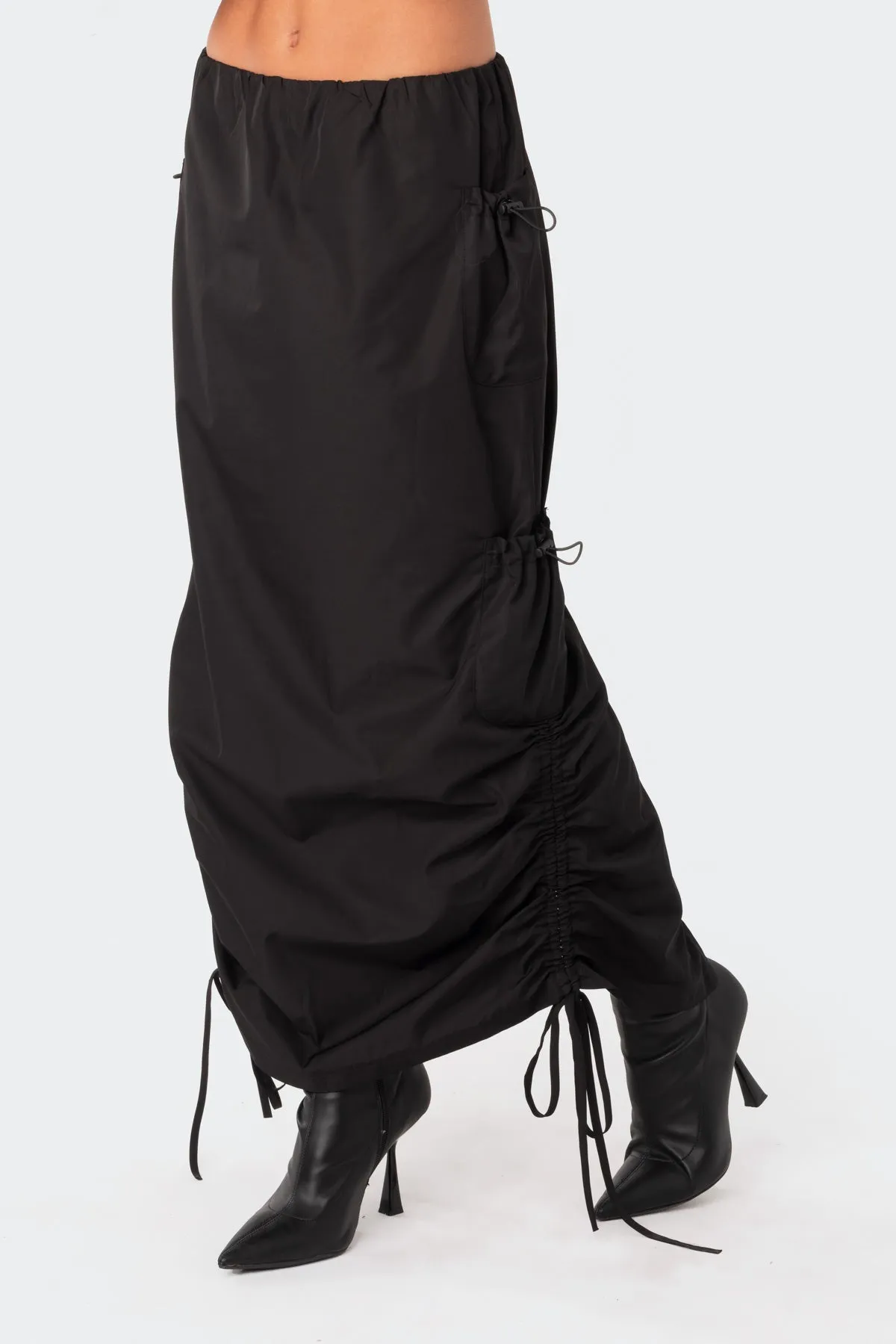 Low-Rise Slitted Nylon Maxi Skirt sold by Edikted product image thumbnail 3