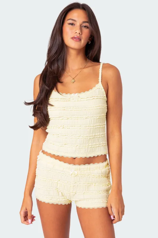 Lucy Ruffled Lace Tank Top sold by Edikted