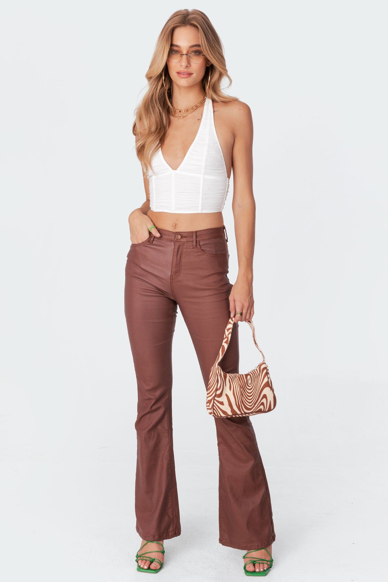 Gathered Mesh Halter Top sold by Edikted product image thumbnail 3