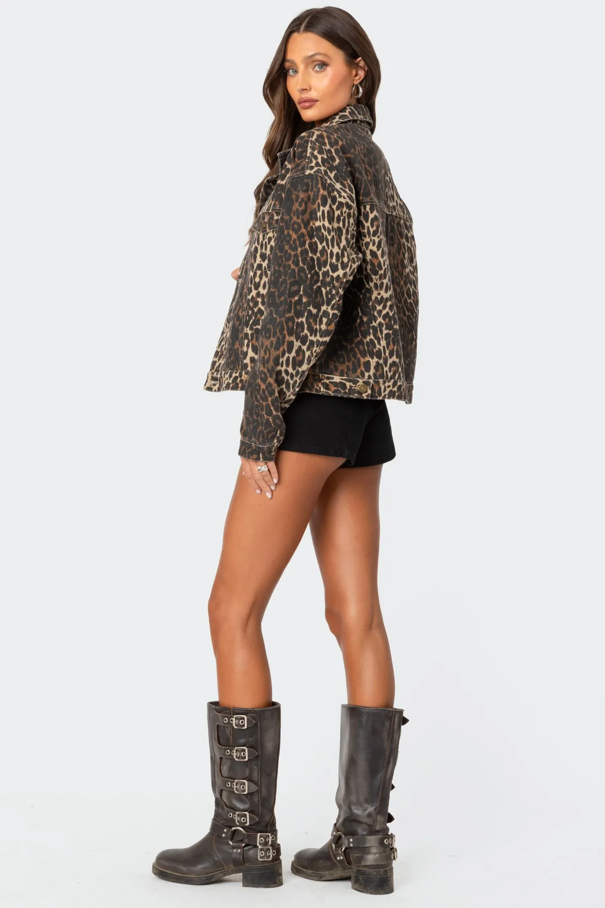 Leopard Print Denim Jacket sold by Edikted product image thumbnail 4
