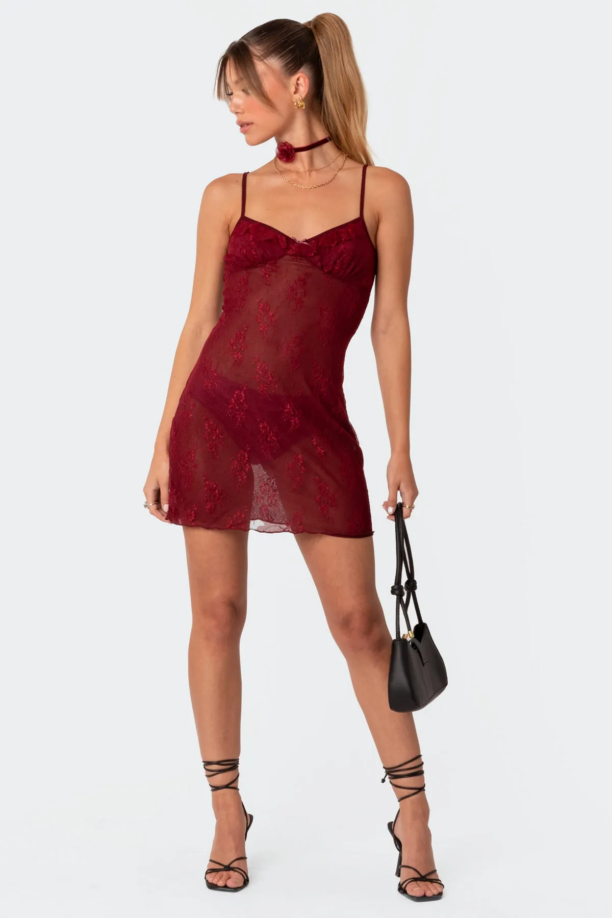 Madame Sheer Lace Mini Dress sold by Edikted product image thumbnail 5
