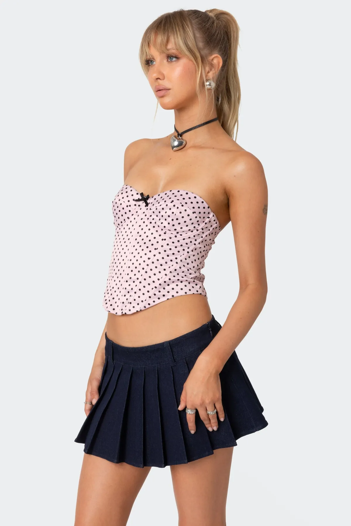 Polka Dot Satin Effect Corset sold by Edikted product image thumbnail 4