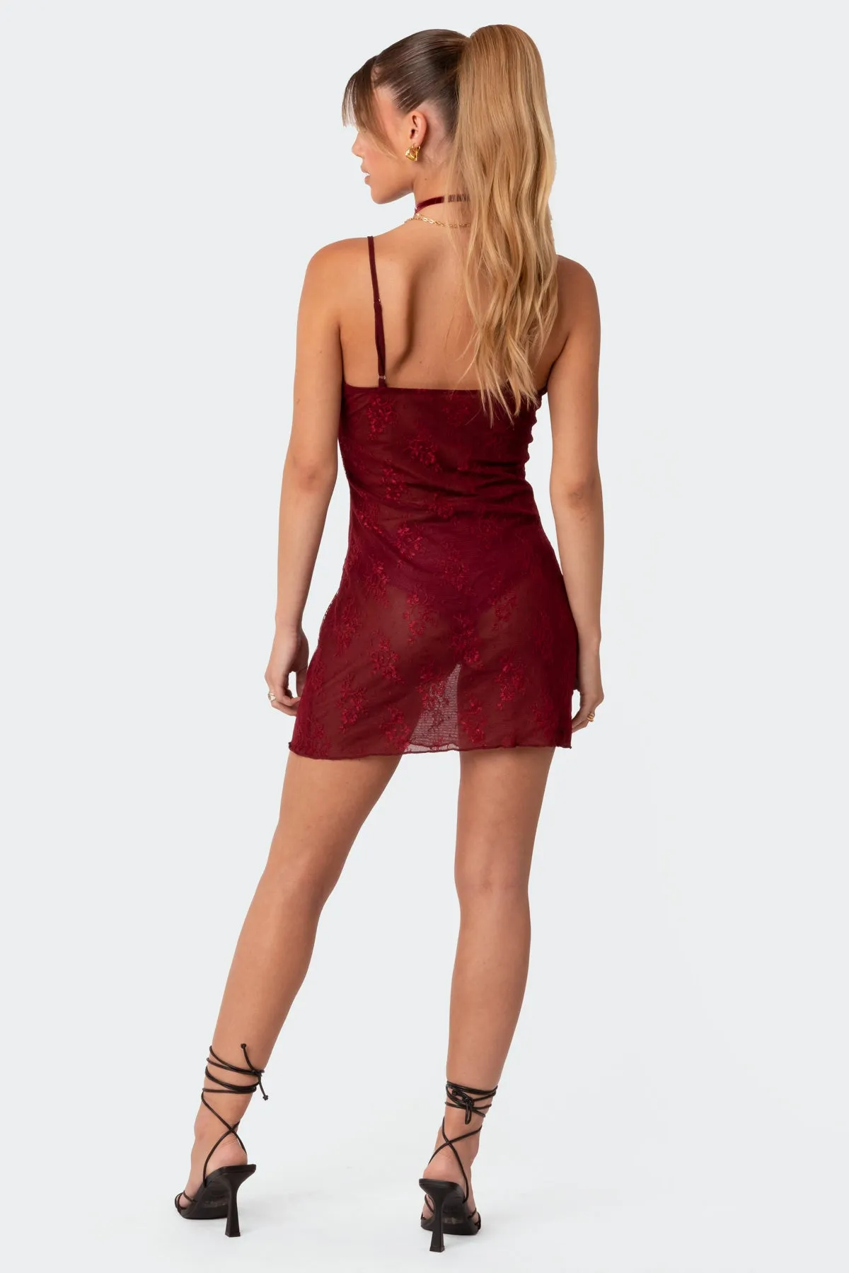 Madame Sheer Lace Mini Dress sold by Edikted product image thumbnail 4