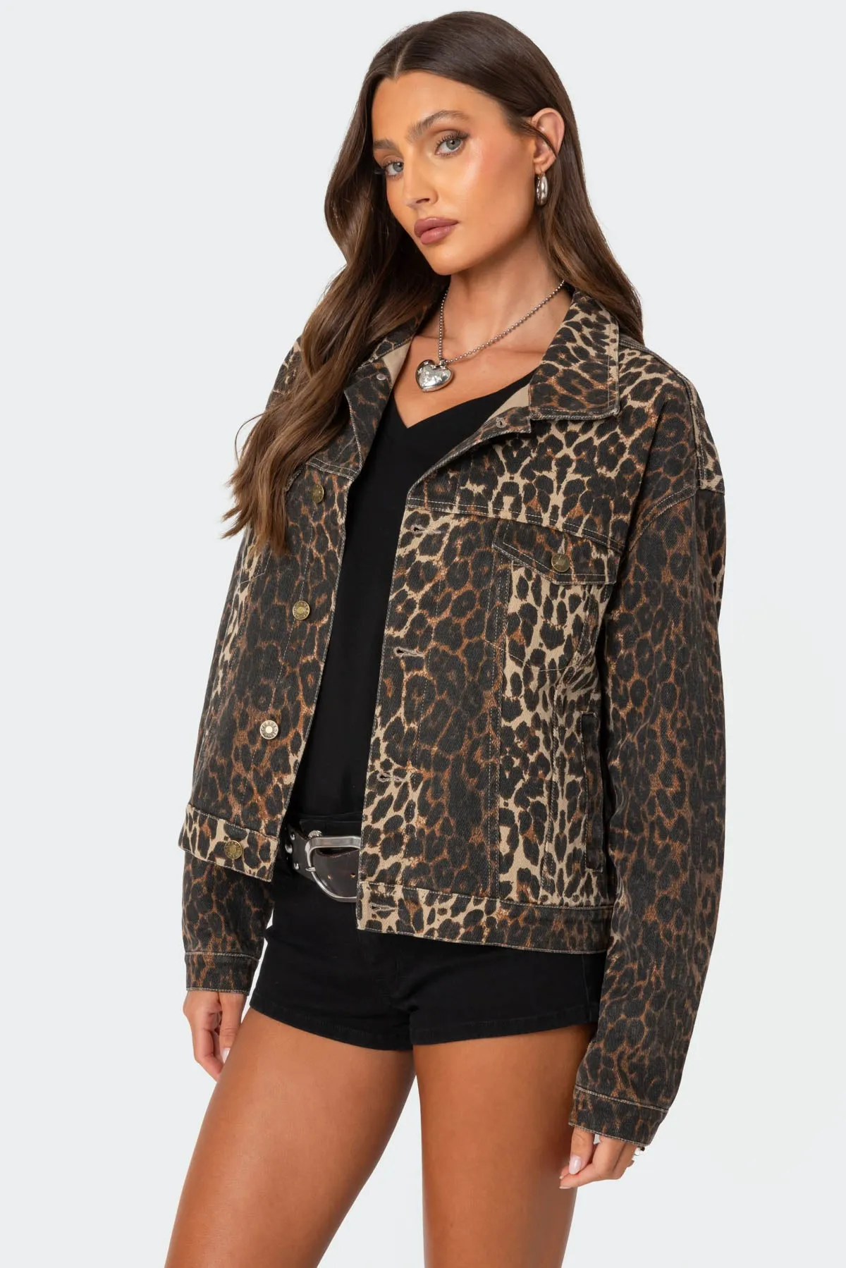 Leopard Print Denim Jacket sold by Edikted product image thumbnail 3