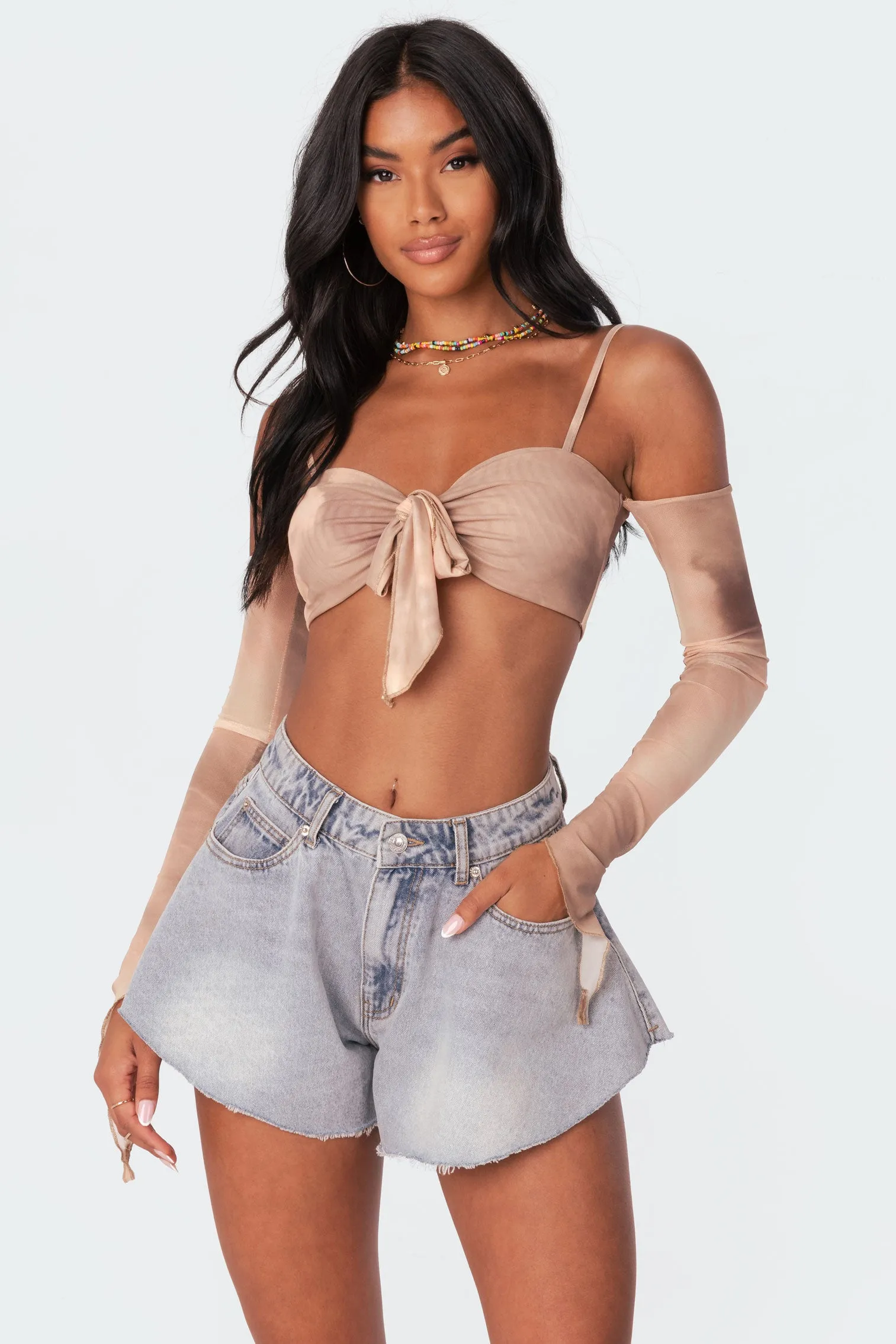 Mesh Tie-Dye Crop Top sold by Edikted