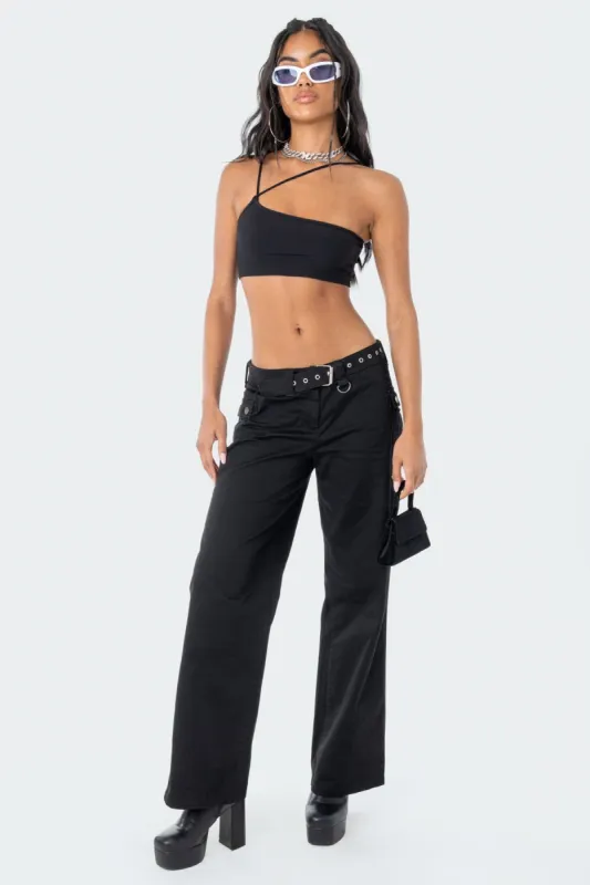 Asymmetric Ribbed Crop Top sold by Edikted