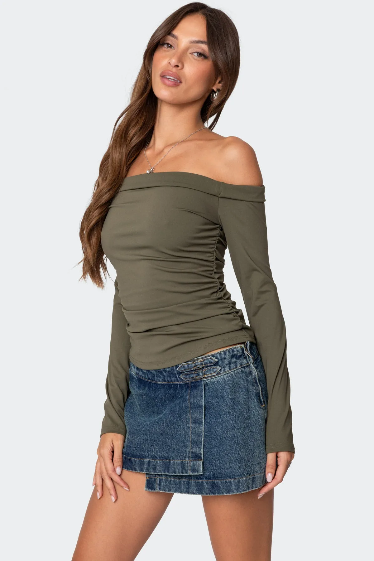 Celly Rolled Off Shoulder Top sold by Edikted product image thumbnail 3