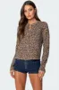 Leopard Printed Knit Cardigan sold by Edikted