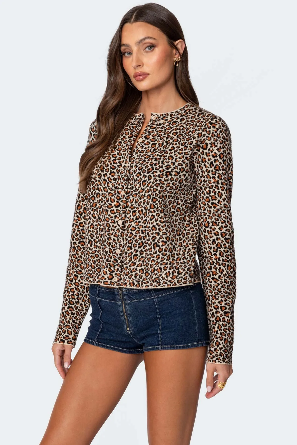 Leopard Printed Knit Cardigan sold by Edikted product image thumbnail 3