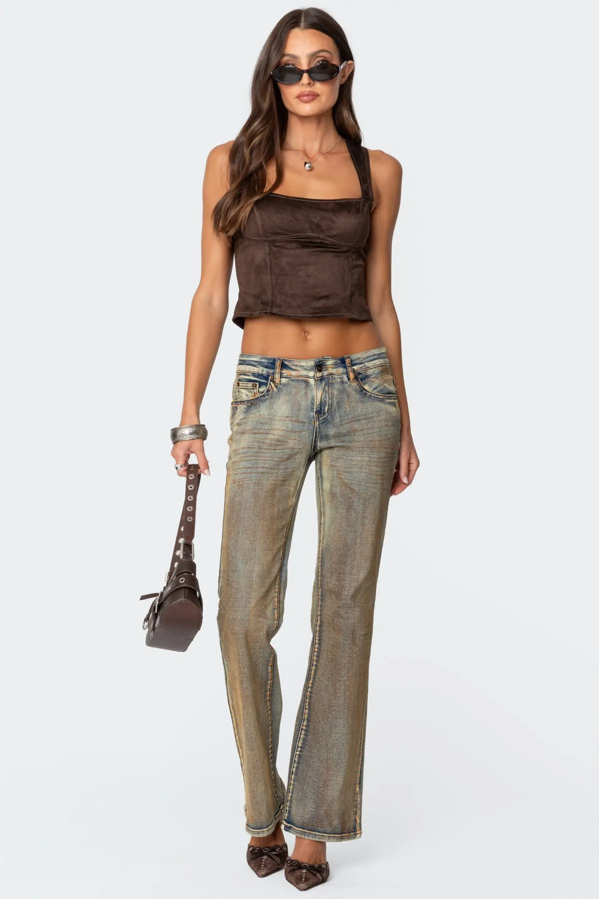 Tie Back Faux Suede Bustier Top sold by Edikted product image thumbnail 3