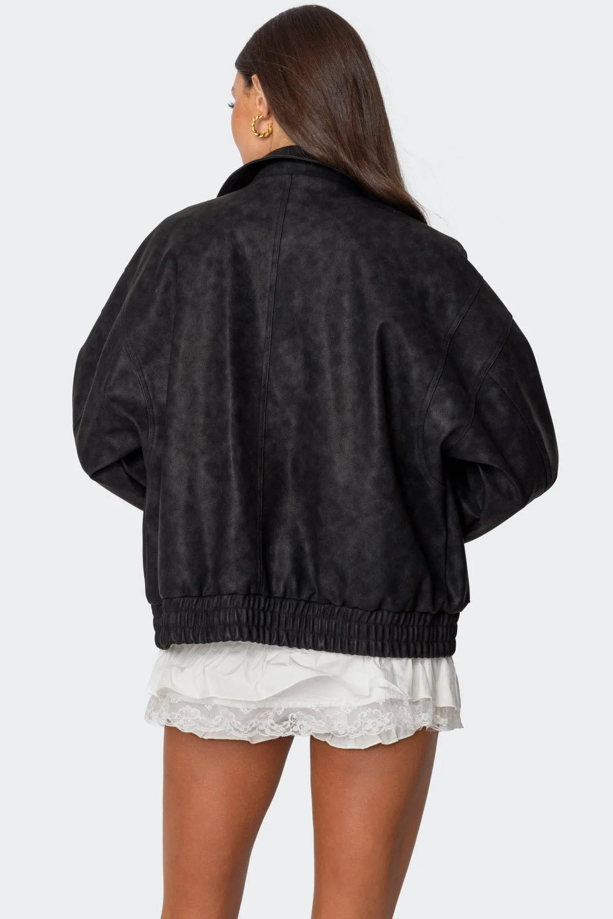 Cargo Faux Leather Bomber Jacket sold by Edikted product image thumbnail 5