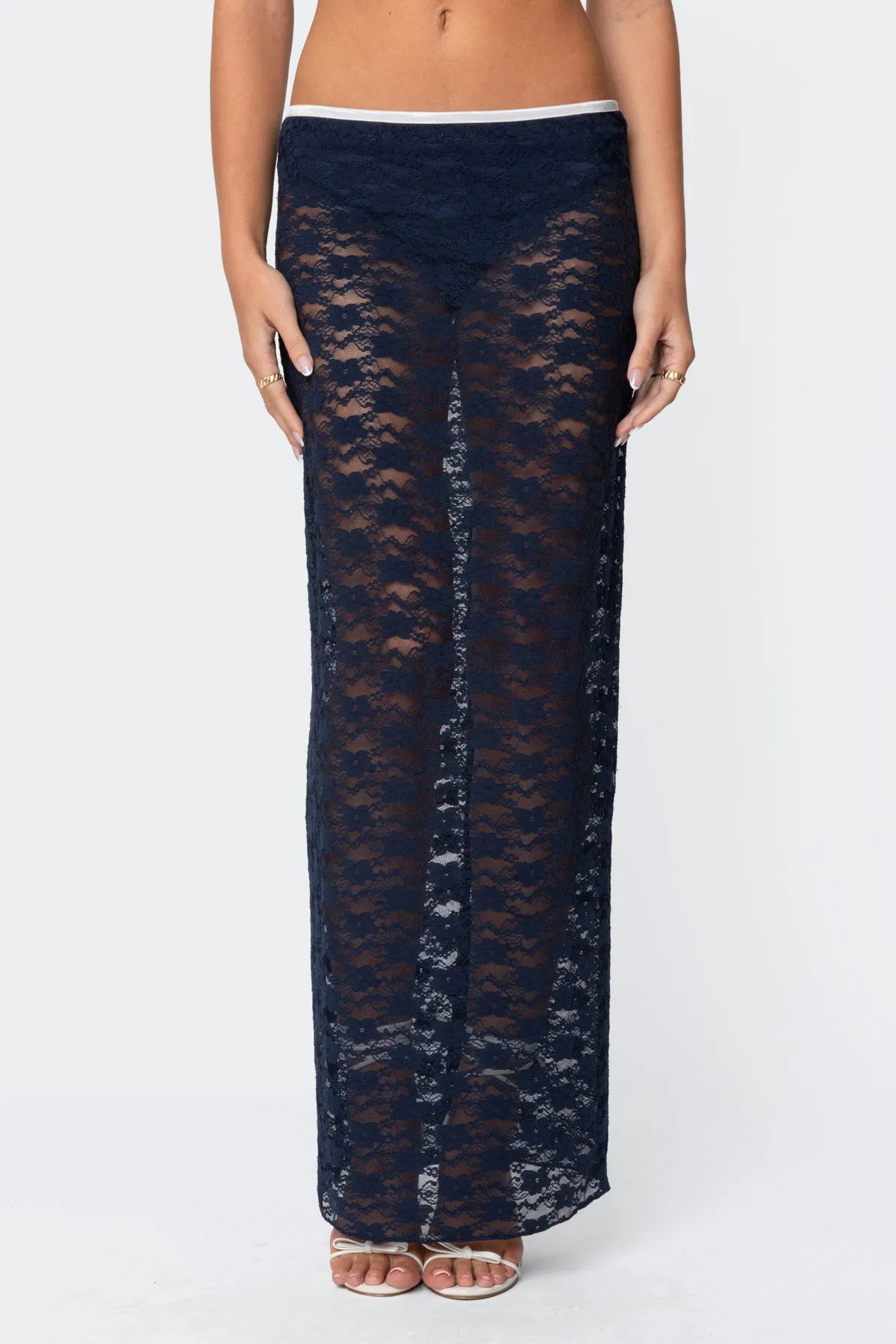 Vara Sheer Lace Maxi Skirt sold by Edikted product image thumbnail 2