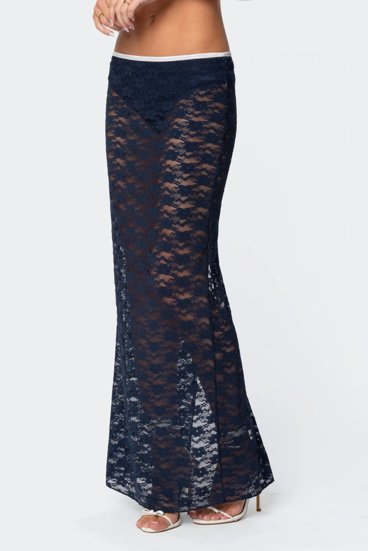 Vara Sheer Lace Maxi Skirt sold by Edikted product image thumbnail 4
